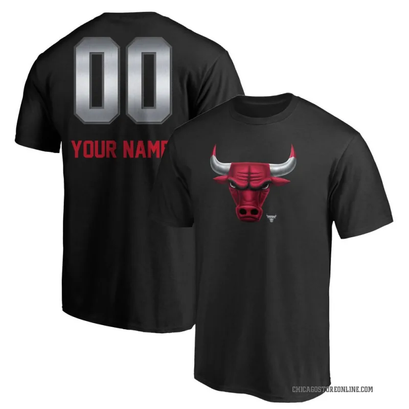 Custom Men's Black Chicago Bulls Midnight Mascot T-Shirt
