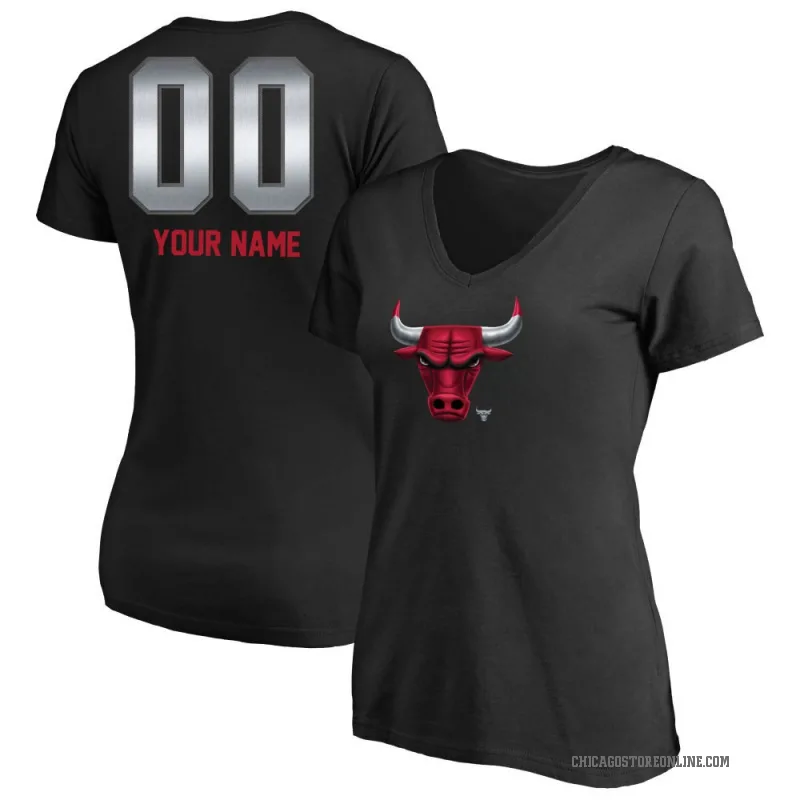 Custom Women's Black Chicago Bulls Midnight Mascot T-Shirt