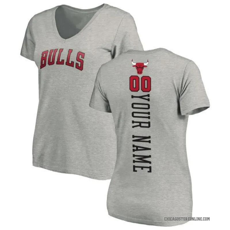 Custom Women's Chicago Bulls Ash Backer T-Shirt