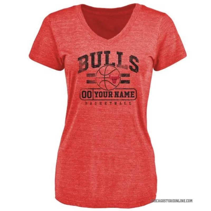 Custom Women's Red Chicago Bulls Baseline T-Shirt
