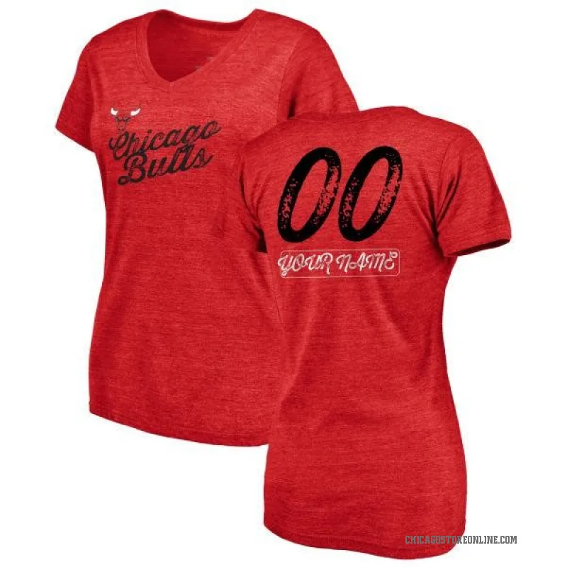 Custom Women's Red Chicago Bulls Sideline V-Neck T-Shirt